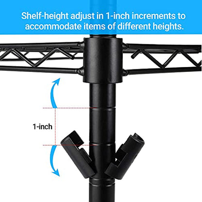 3-Tier Shelf, Adjustable Wire Metal Rack Shelving, Heavy Duty Standing Storage Shelves, Garage, Kitchen, Office, Bathroom, Shelfs Easy Assembly, 22" W x 18" D x 26" H Desktop, Black - color: Black, size: 3-tier 22.05"W x 18.11"D x 26.38"H Desktop