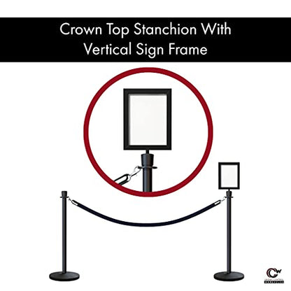 CCW Stanchion Kit, 2 Satin Stainless Steel Crown Top Posts - color: Gray Rope, size: Satin Steel posts with 1 Vertical Sign Frame