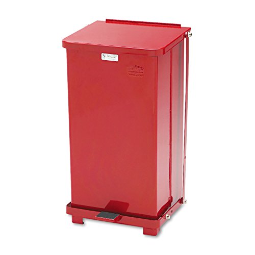 Rubbermaid Commercial Products Defenders Biohazard Steel Trash Can, Step-On, 6.5 GAL, Red, Hospital/Doctor's Office/Healthcare Facilities - color: Red, size: 6.5G