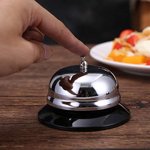 Stainless Steel Dinner Call Bell, Service Bell for The Porter Kitchen Restaurant Bar Classic Concierge Hotel, 3.3x3.3x2.2in Call Bell
