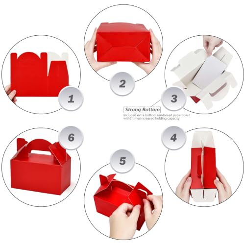 Aosric Small Red Gable Boxes 3.5 x 3.5 x 6.3 In, 30 Pack - color: Red