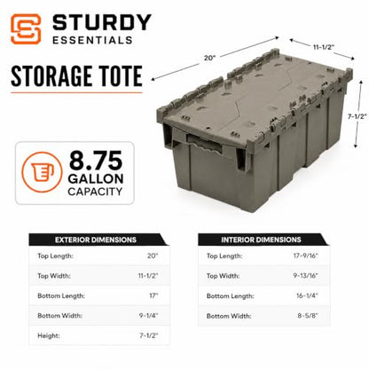 Storage Bins with Lids Heavy Duty Stackable Storage Box - size: 20" x 12" x 7"