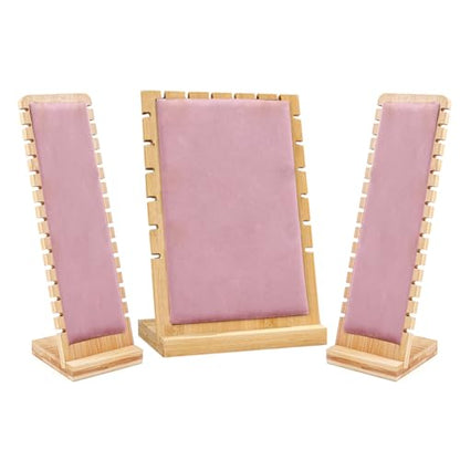Necklace Display Stands for Selling Necklace Holder Set 3PCS Pink - color: Pink