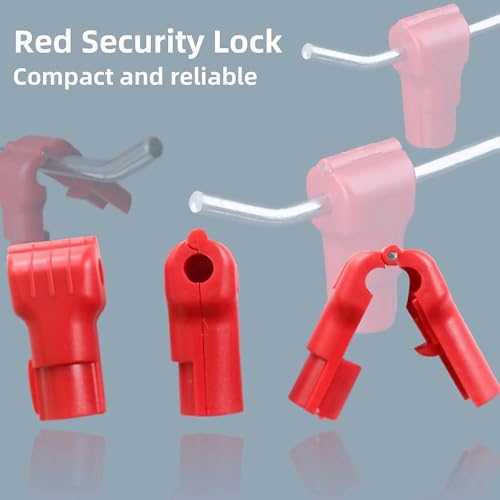 100 Pcs Peg Hook Stop Lock, Prevent The Sweep Theft of Anti-Theft Pegboard Display Products on Wire Peg Plastic Red Security Lock, Retail Shop Anti-Theft Display(4MM)