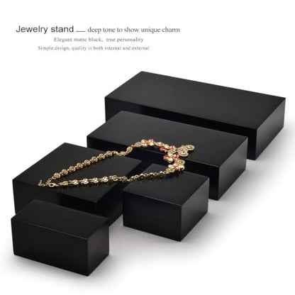 Oirlv Solid Wood Minimalism Style Jewelry Display Stand Showcase Jewelry Organizer Black Square Holder (SM05305) - color: SM05305