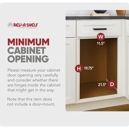 Rev-A-Shelf Double Pullout Trash Can w/Soft-Close Slides, 11.5" Min Opening - size: 27 QT Double, 11.5"W