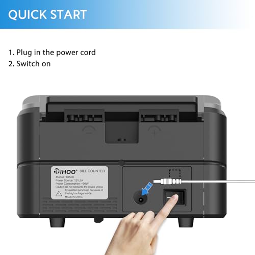 Money Counter - Advanced UV/MG Counterfeit Detection, Fast & Accurate Dollar Bill Counting, 1,300 Bills/Min, User-Friendly, Durable 24/7 Operation, 2-Year Warranty, Black & Gray