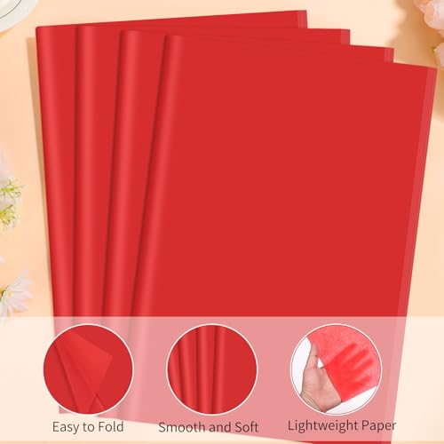 woric 160 Sheets Red Tissue Paper for Gift Bags 20 X 14 Inches - color: Red
