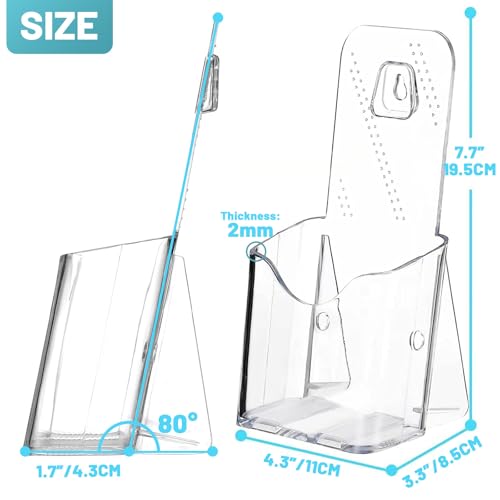 Acrylic Brochure Holder 4 x 9, Clear Pamphlet Holder Display Stand, 2 Pack - size: 4 x 9 Inch
