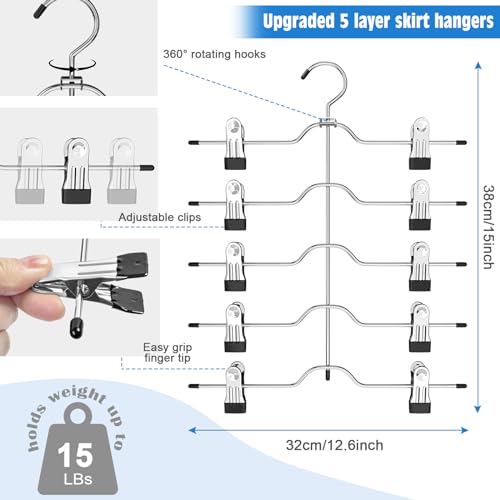 Pants Skirt Hangers with Clips 2 Pack 5 Tier