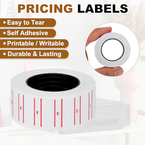 PATIKIL Pricing Labels Price Gun Labels Self-Adhesive 10 Rolls 5000pcs - color: White-red