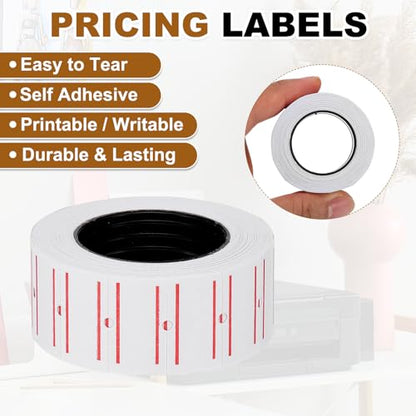PATIKIL Pricing Labels Price Gun Labels Self-Adhesive 10 Rolls 5000pcs - color: White-red