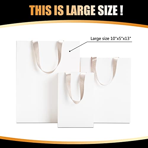 White Kraft Bags with Handles, 20Pcs 10"x5"x13" Large White - color: White, size: 10x5x13 Inch (Pack of 20)