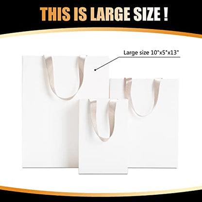 White Kraft Bags with Handles, 20Pcs 10"x5"x13" Large White - color: White, size: 10x5x13 Inch (Pack of 20)