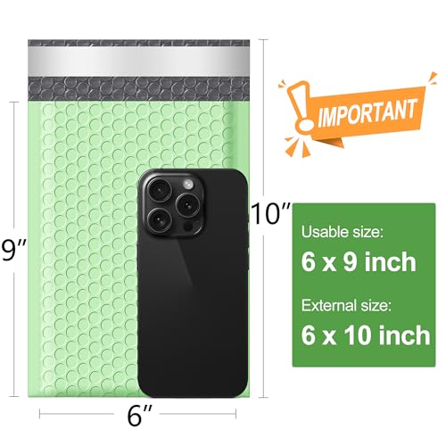 Famagic Mint Green 6x10 Small Bubble Mailers for Business 100pcs Usable 6x9 - color: Mint Green, size: 6x9 100pcs