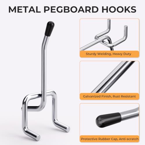 INCLY 50 Pack Pegboard Hooks, 2 Inch Metal Peg Board Hooks Accessories - color: Silver, size: 2 Inch