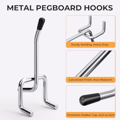 INCLY 50 Pack Pegboard Hooks, 2 Inch Metal Peg Board Hooks Accessories - color: Silver, size: 2 Inch