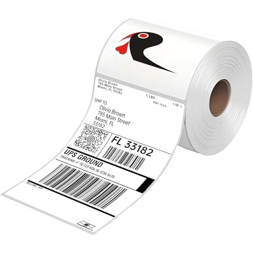 HUOJI 500 4x6 Direct Thermal Shipping Labels Roll, Commercial Grade - size: 1 Roll | 500 Labels