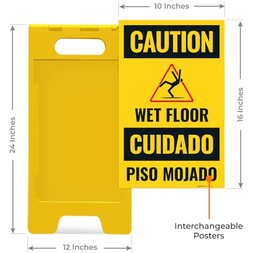 Caution Wet Floor Sign Kit, - size: 10x16 Inches, style: A-frame + 2 Panel Kit