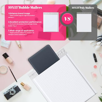 METRONIC Bubble Mailers 10x13" Padded Envelopes White 40 Pack Waterproof - color: White, size: 10x13" 40PC