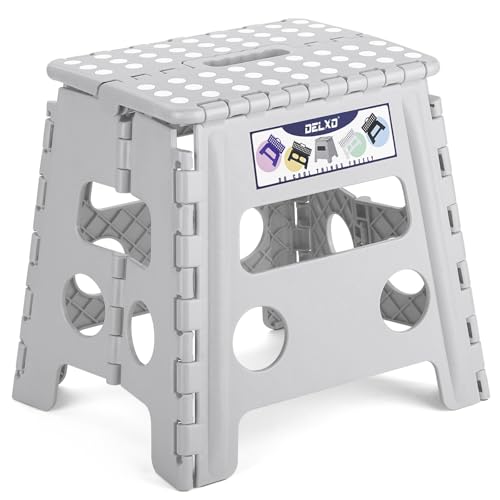 Delxo Folding Step Stool 13 Inch,300 Lbs Step Stool for Adults Grey - color: Gray, size: 13 Inch