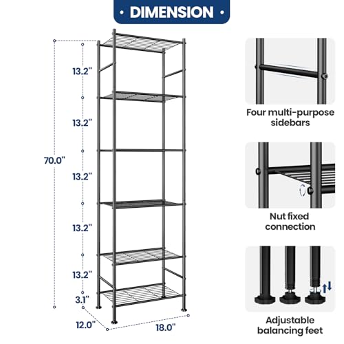 Abiglifty Storage Shelves - size: 6 Tier