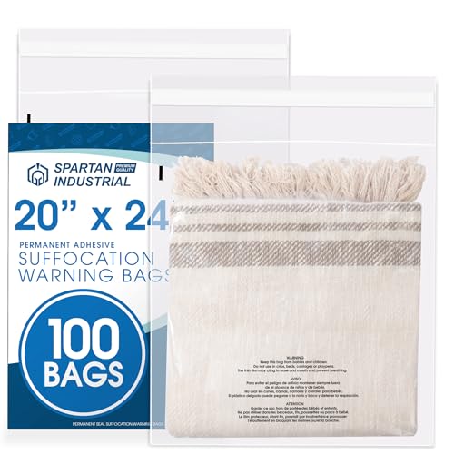 20" X 24" (100 Count) Self-Seal Clear Poly Bags With Suffocation Warning - size: 20" X 24"