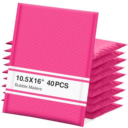 UCGOU Bubble Mailers 10.5x16" 40 Pack Usable Size 10.5x15" Hot Pink Padded - color: Hot Pink, size: 10.5x16" 40PC