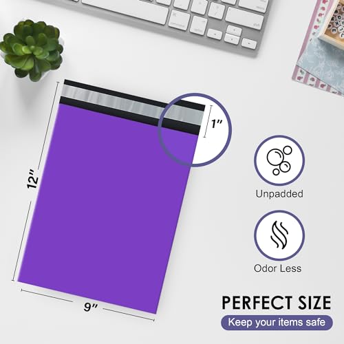 Purple Poly Mailers 9x12, Self Seal Shipping & Mailing Bags, 1000 Pack Bulk - color: Purple, size: 9"x12" / 1000 Pack