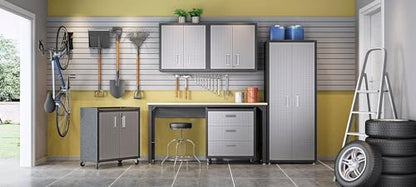 Manhattan Comfort Fortress Floating Storage Cabinet, Modern Stainless-Steel Garage Cabinet, Grey - color: Grey, style: Floating Cabinet