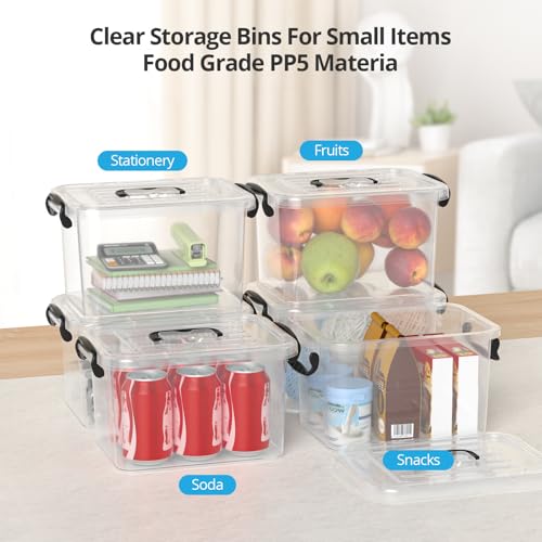 6 Pack 6 Qt Storage Bins with Lids,Small Storage Box with Latches