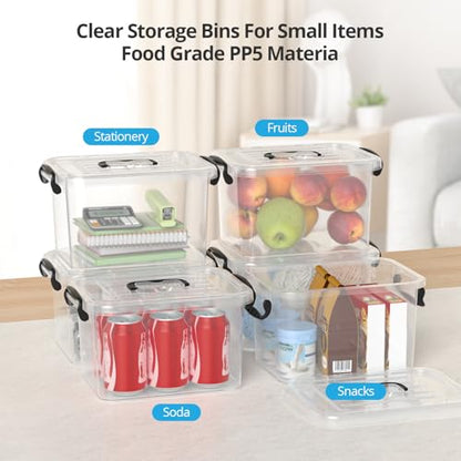 6 Pack 6 Qt Storage Bins with Lids,Small Storage Box with Latches