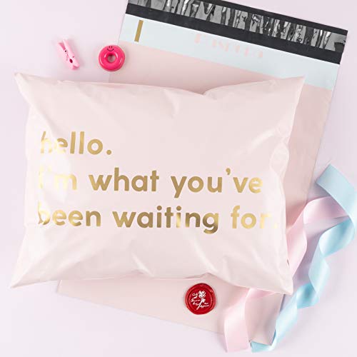 RUSPEPA Poly Mailer Shipping Bag with Self Sealing, Business Text Printed Design 2.3 Mil Heavy Duty Self Seal Mailing Envelopes, 100 Pack 10 x 13 inches, Pink - color: Pink, size: 10 x 13 inches