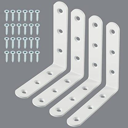 Alise 4Pcs Floating Shelf Brackets, White Heavy Duty L Bracket for Shelves - color: White, size: (4P) 3.2x3.2x0.8 inch