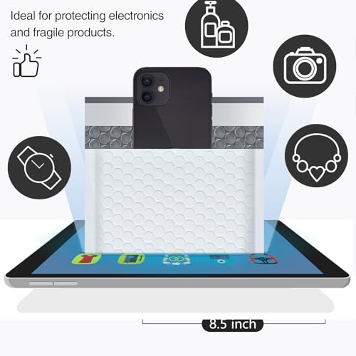 UCGOU Bubble Mailers 5x8.6" Usable Size 5x7" Padded Envelope White 100 Pack - color: White, size: 5x8.6" 100PC