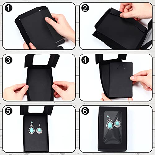 Crtiin 30 Pack Jewelry Gift Boxes Set with Clear Window, Black - color: Black