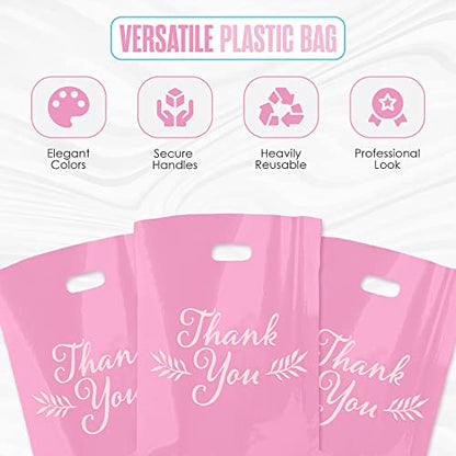 Thank You Bags, Merchandise Bags, Small Business, Pink, Bulk 100PK, 16”x18” - color: Pink, size: 16" x 18"