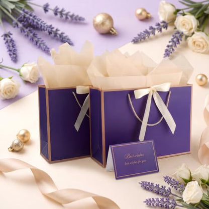 woric 2 Pcs Purple Gift Bags with Handles, 14" Medium Gift Bags - color: Purple