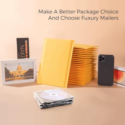 Fuxury Kraft Bubble Mailers 7.25x12 Inch 250 Pack - color: Yellow, size: 7.25x12" 250PC