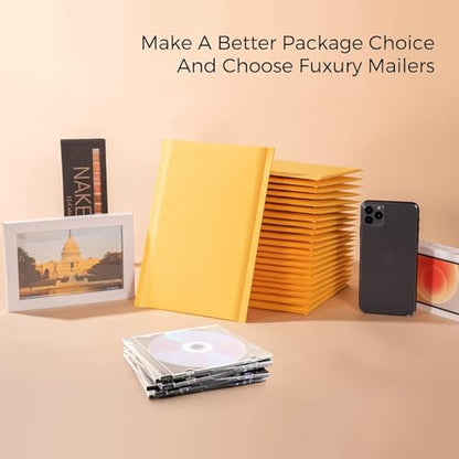 Fuxury Kraft Bubble Mailers 7.25x12 Inch 250 Pack - color: Yellow, size: 7.25x12" 250PC