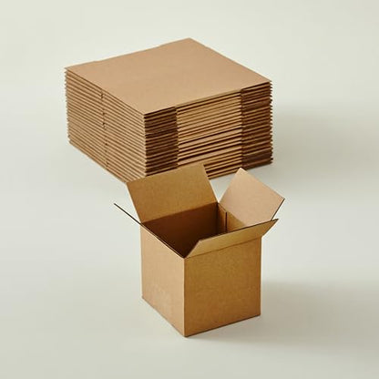 25 Packs Small Shipping Boxes 4X4X4 Inches, Kraft Corrugated Cardboard Boxes, For Small Business, Easy Assemble For Mailing, Moving, Packing And Storing - size: 4"x4"x4"