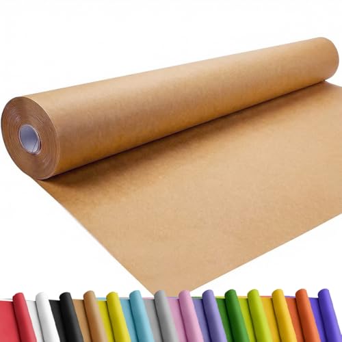 SMART&CASUAL 24" x 1,500" (125') Brown Kraft Craft Paper Roll for Gift Wrapping Bulletin Board Bouquet Flower Art Packing Parcel Table Covering 70GSM 50LB (Brown, 24" x 125') - color: Brown, size: 24" x 1,500" ( 125ft )