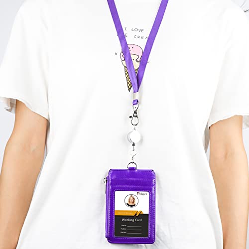 Teskyer ID Badge Holder with Retractable Lanyard, Lanyard Wallet, Purple - color: Purple #02, size: 3.1" x 4.7"