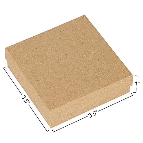 Cardboard Jewelry Boxes 10 Pack - 3.5"x3.5"x1" Bulk Cotton Filled Small Gift Boxes with Lids for Jewelry Packaging (Kraft) - color: Kraft