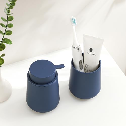 YAUKPH Bathroom Soap Dispenser and Toothbrush Holder Matte Blue - color: Matte Blue