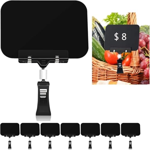 8 Pack Clip on Sign Holder, 8.2 x 5.8” Chalkboard Clips for Retail Store - color: 8 8.2 x 5.8" Black Clips