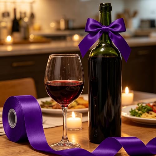 1In 30Yards Dark Purple Satin Ribbon for Gift Wrapping Halloween Mardi Gras - color: Dark Purple, size: 1 inch