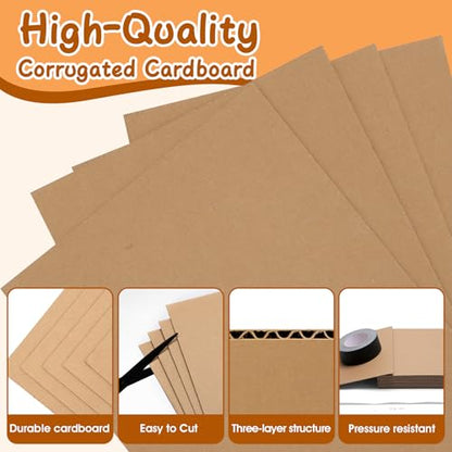 200 Pack 8.5x11 Inch Corrugated Cardboard Sheets, Flat Cardboard Paper Inserts for Shipping, Mailing, Packing, DIY Crafts - size: 8.5x11in-200Pack