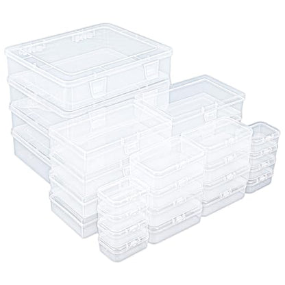 Goodma 28 Pieces Mixed Sizes Rectangular Clear Plastic Storage Box - size: Mixed Sizes