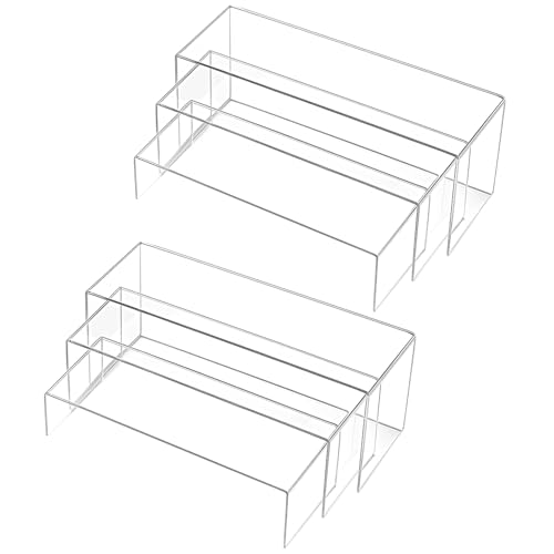Chuangdi 6 Pcs Cabinet Shelf Organizer, Acrylic Riser, Clear, 10/11/12 Inch - color: Clear, size: 10/11/12 Inch